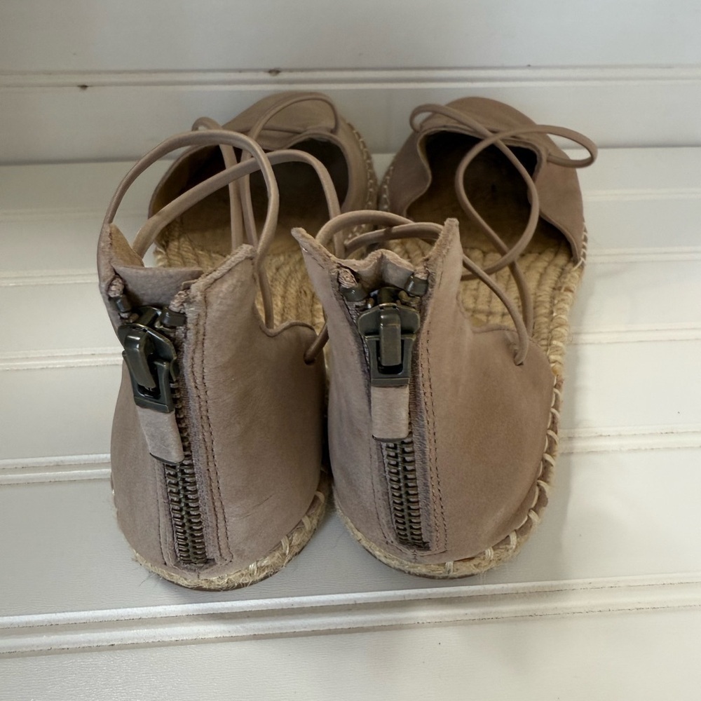 Eileen Fisher Women's Lace Up Espadrilles Leather Sandals Toffee 7.5. 1188 - Picture 4 of 5